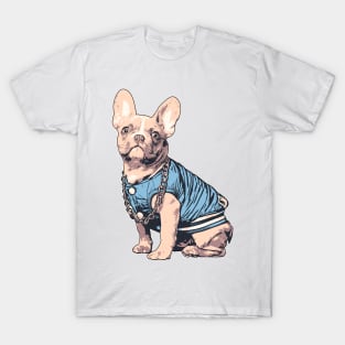 French Bulldog Illustration Art Wearing Baseball Jacket T-Shirt